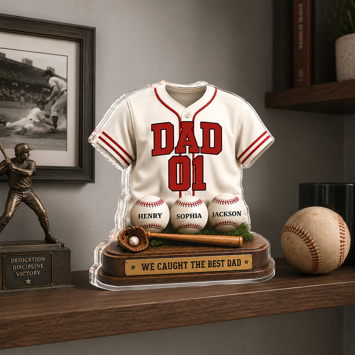 Baseball Dad Legend We Caught The Best Dad - Personalized Acrylic Block Plaque -  Gift For Dad, Husband