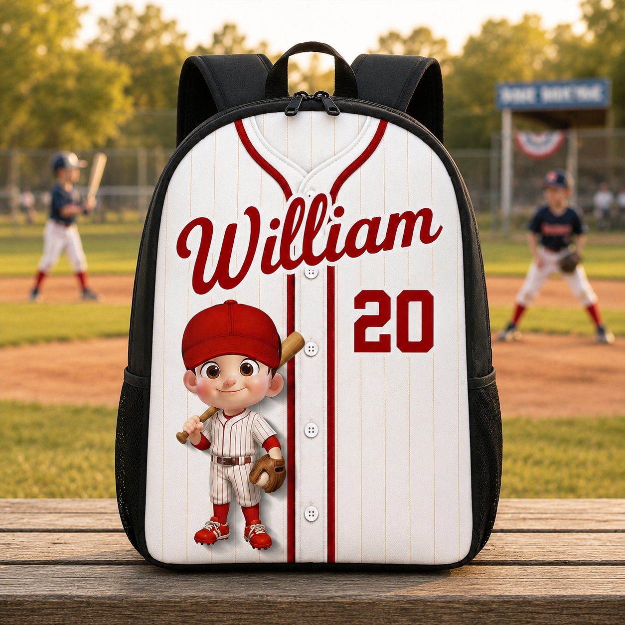 Baseball Kid Jersey - Personalized Backpack - Back To School Gift