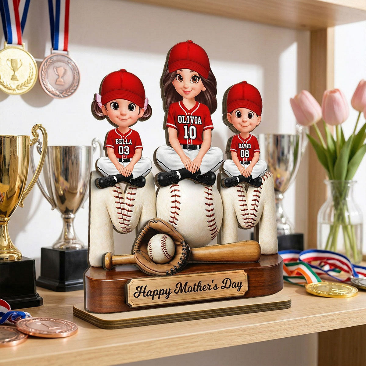 Best Baseball Mom Ever - Personalized 2-Layered Wooden Plaque - Mother's Day Gift For Baseball Mom