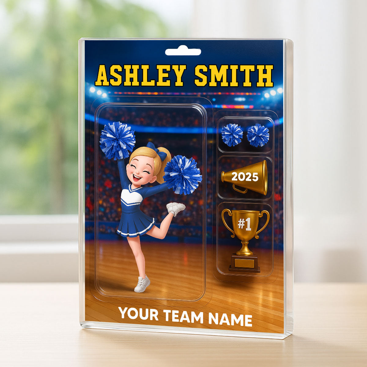 3D Effect Cheerleader Custom Figure Style Christmas - Personalized Acrylic Block Plaque - Christmas Gift For Cheerleaders