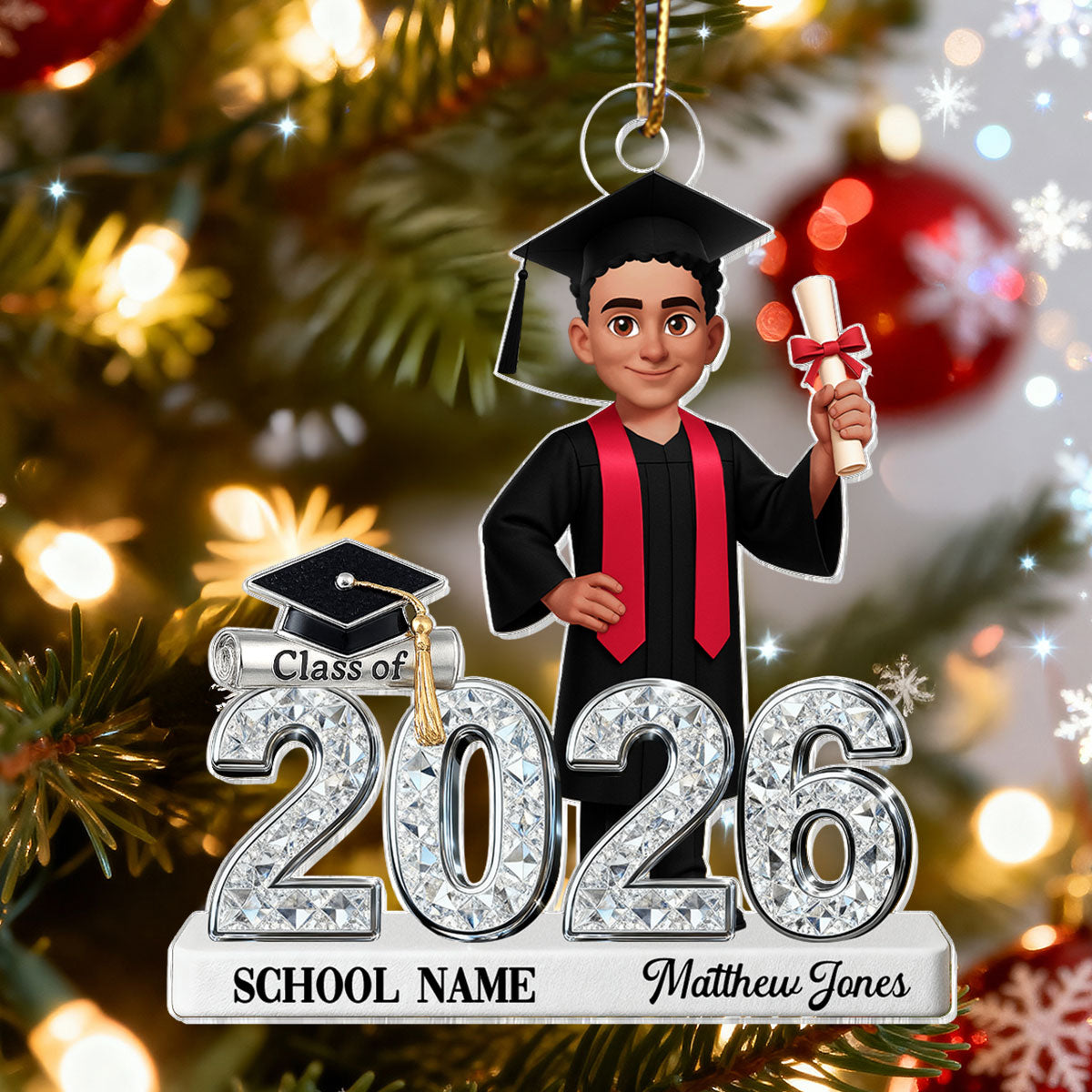 3D Shiny Effect Class Of 2025 2026 Senior - Personalized Acrylic Ornament