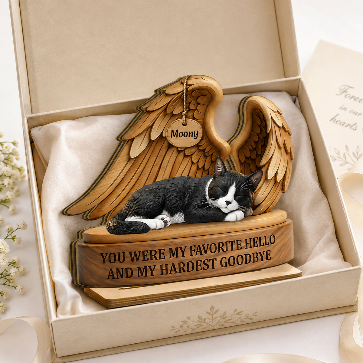 My Favorite Hello and Hardest Goodbye Pet Memorial - Personalized 2-Layered Wooden Plaque - Heartfelt Sympathy Keepsake