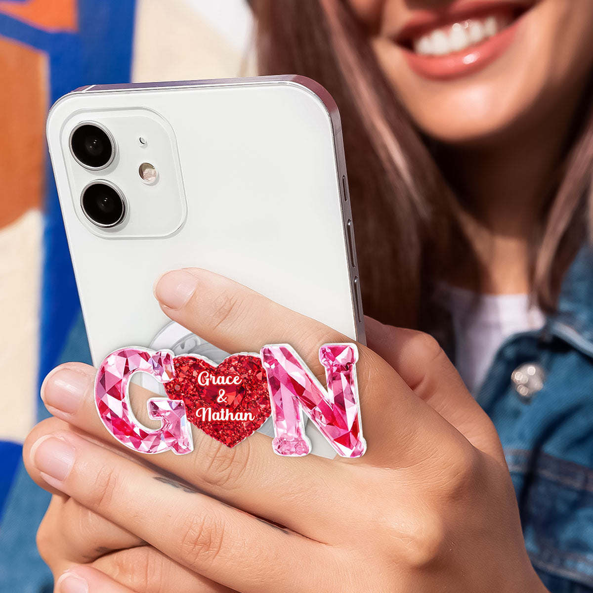 Couple Love Initial - Personalized Acrylic Magnetic Phone Grip - One of a Kind Anniversary Gift for her, for him