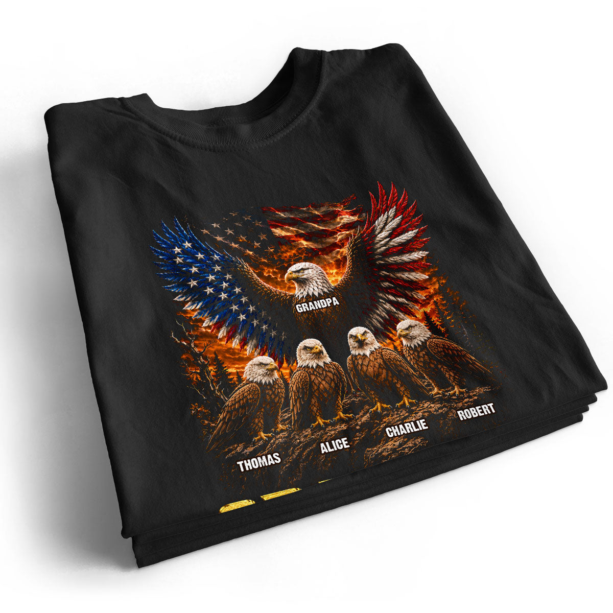Eagle Grandpa America USA 250th Anniversary - Personalized Shirt - Father's Day Gift For Grandpa, Dad