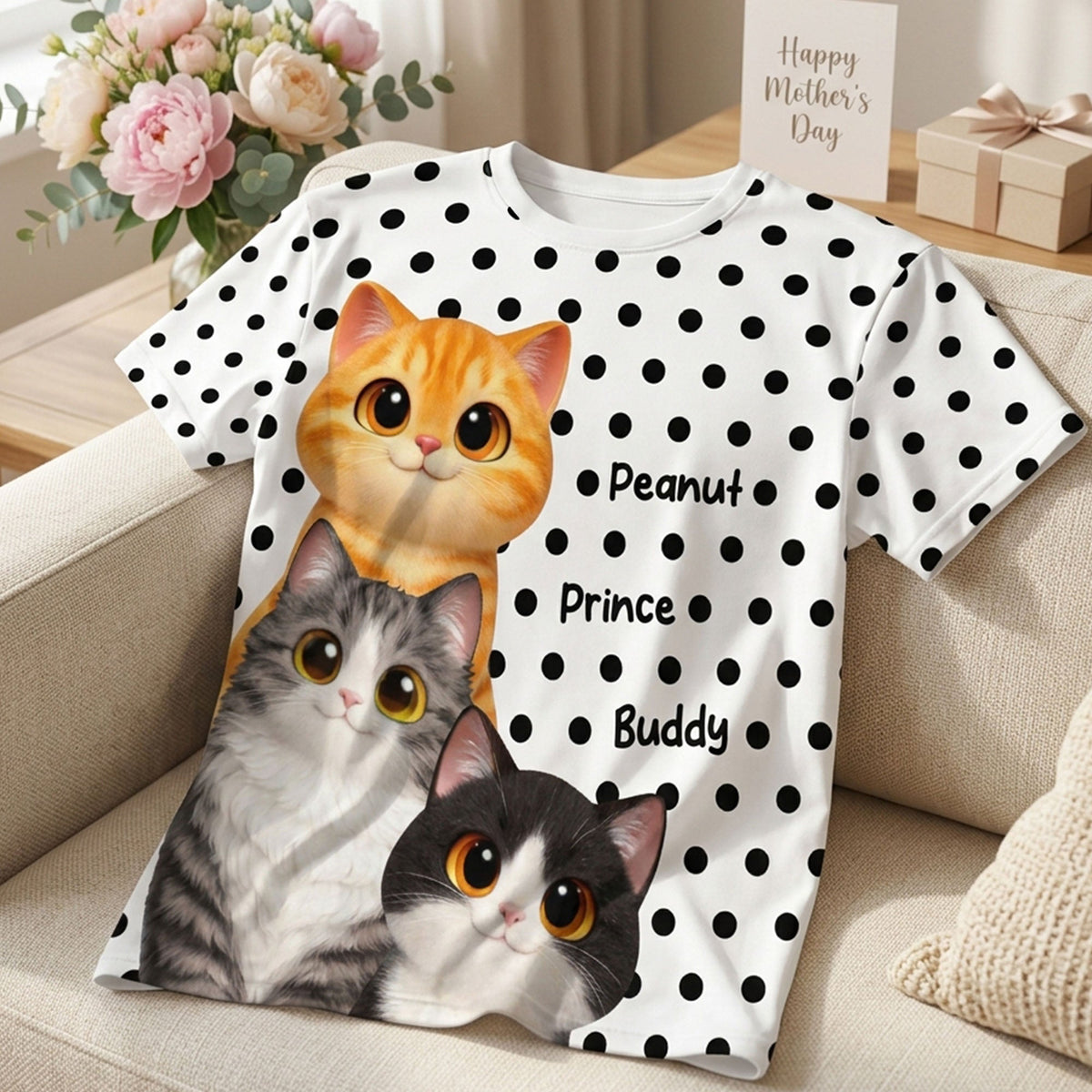 Trendy 2026 Style Polka Dot Cat Mom - Personalized Shirt - Trending Gift For Cat Mom