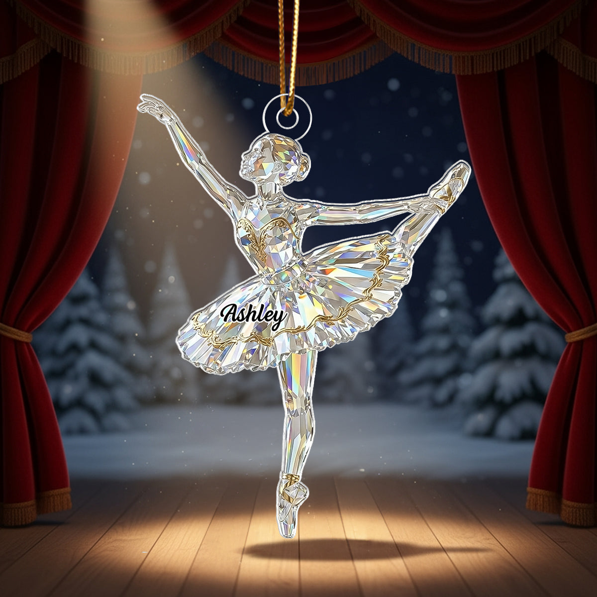 Ballet Girl Crystal Effect - Personalized Acrylic Ornament - Unique Christmas Gift For Daughter, Granddaughter, Kid