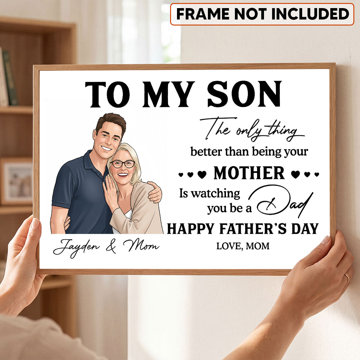 Portrait Color Drawing Style To My Son From Mom - Personalized Poster - Father's Day Gift For Son