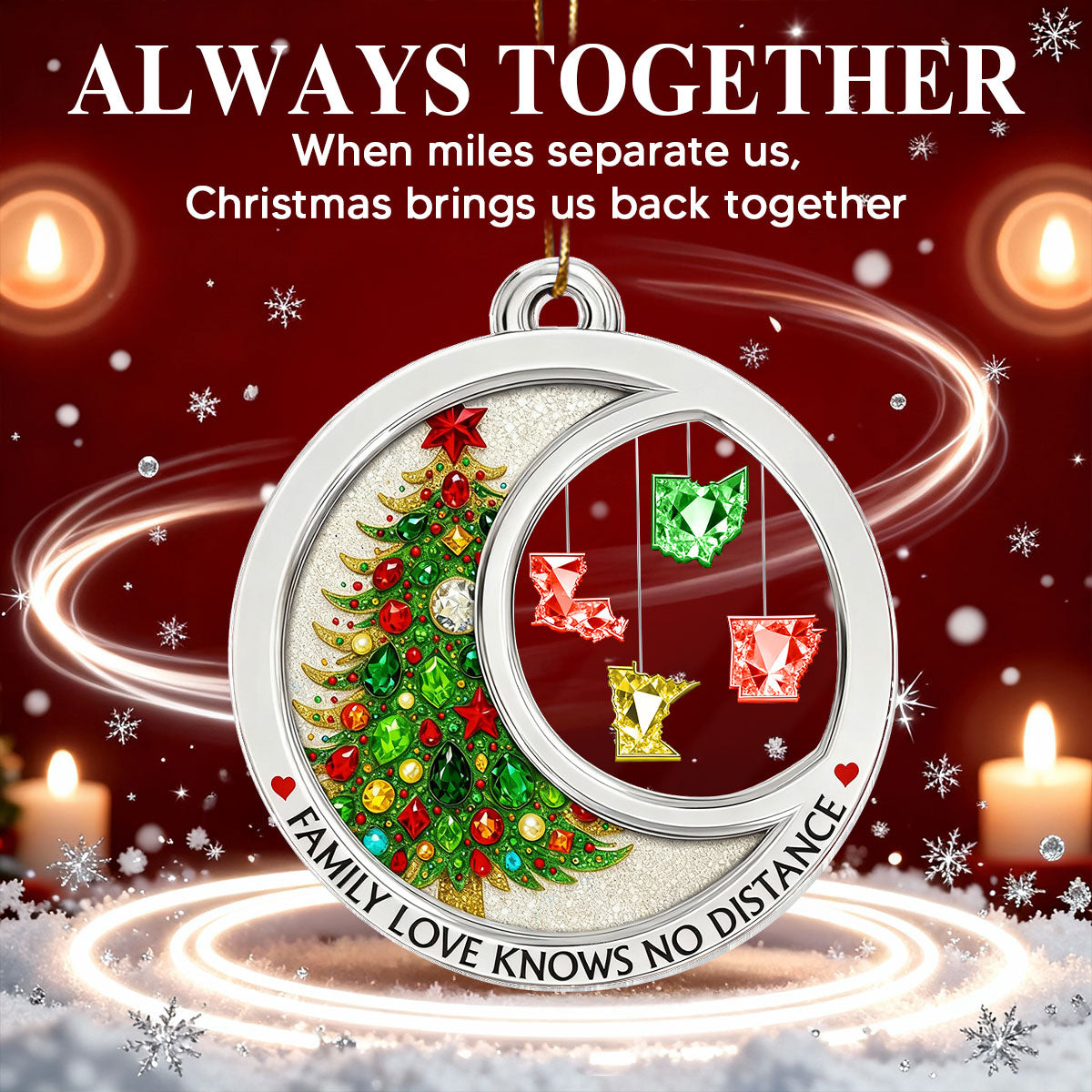 3D Crystal Effect Long Distance Family Love Knows No Distance - Personalized Acrylic Ornament