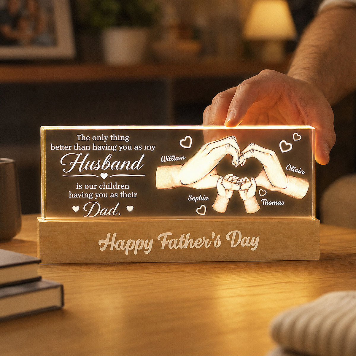 The Only Thing Having You As My Husband Family Hands - Personalized Acrylic Block LED Night Light - Father's Day Gift For Husband