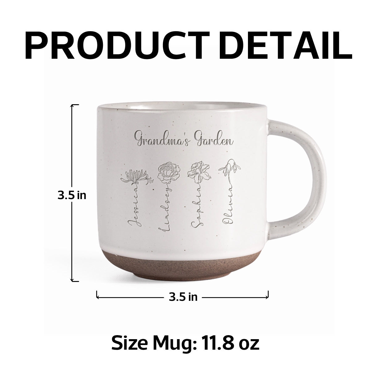 Grandma Garden Custom Birth Month Flowers - Personalized Pottery Mug - Gift For Grandma