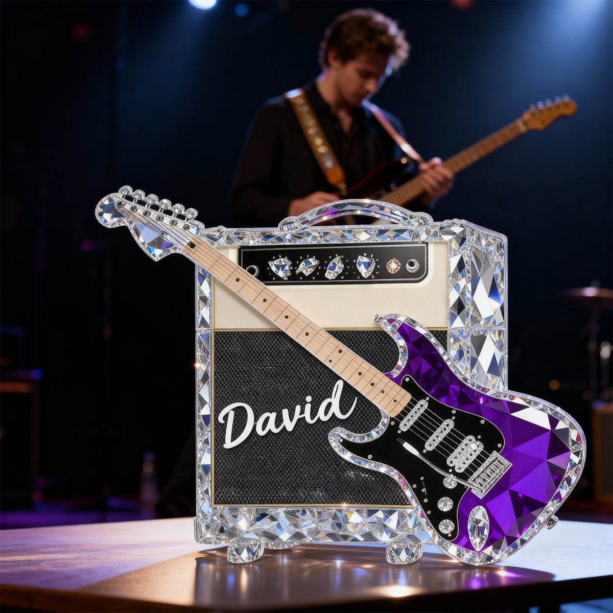 Guitar Music 3D Crystal Effect - Personalized Acrylic Block Plaque - Unique Gift For Guitarist