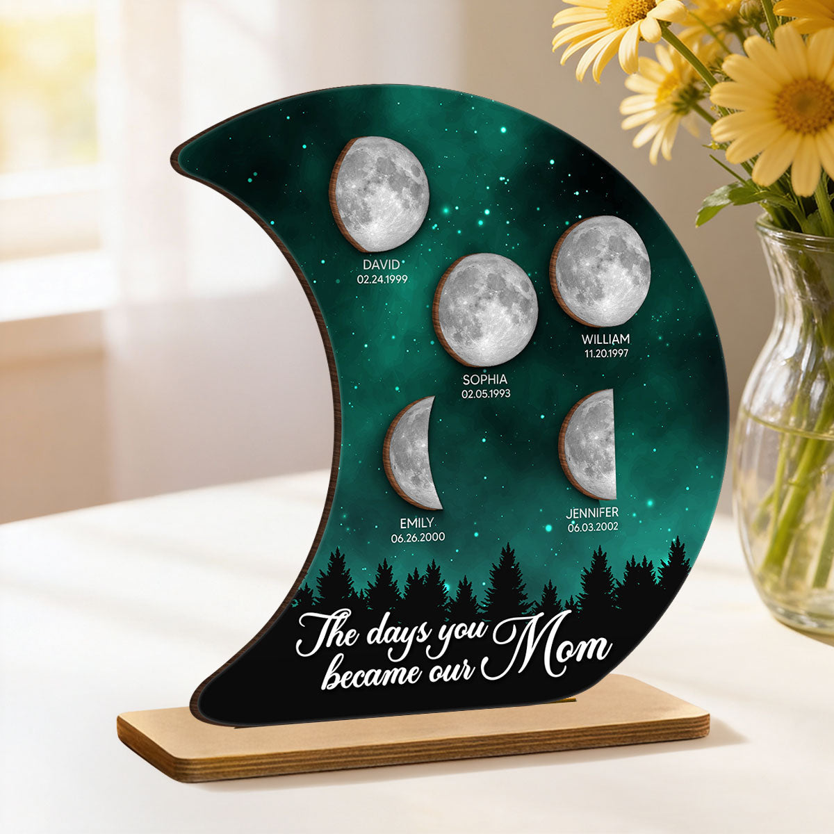 The Days You Became Our Mom Galaxy Night - Personalized 2-Layered Wooden Plaque - Heartfelt Gift For Mom, Grandma