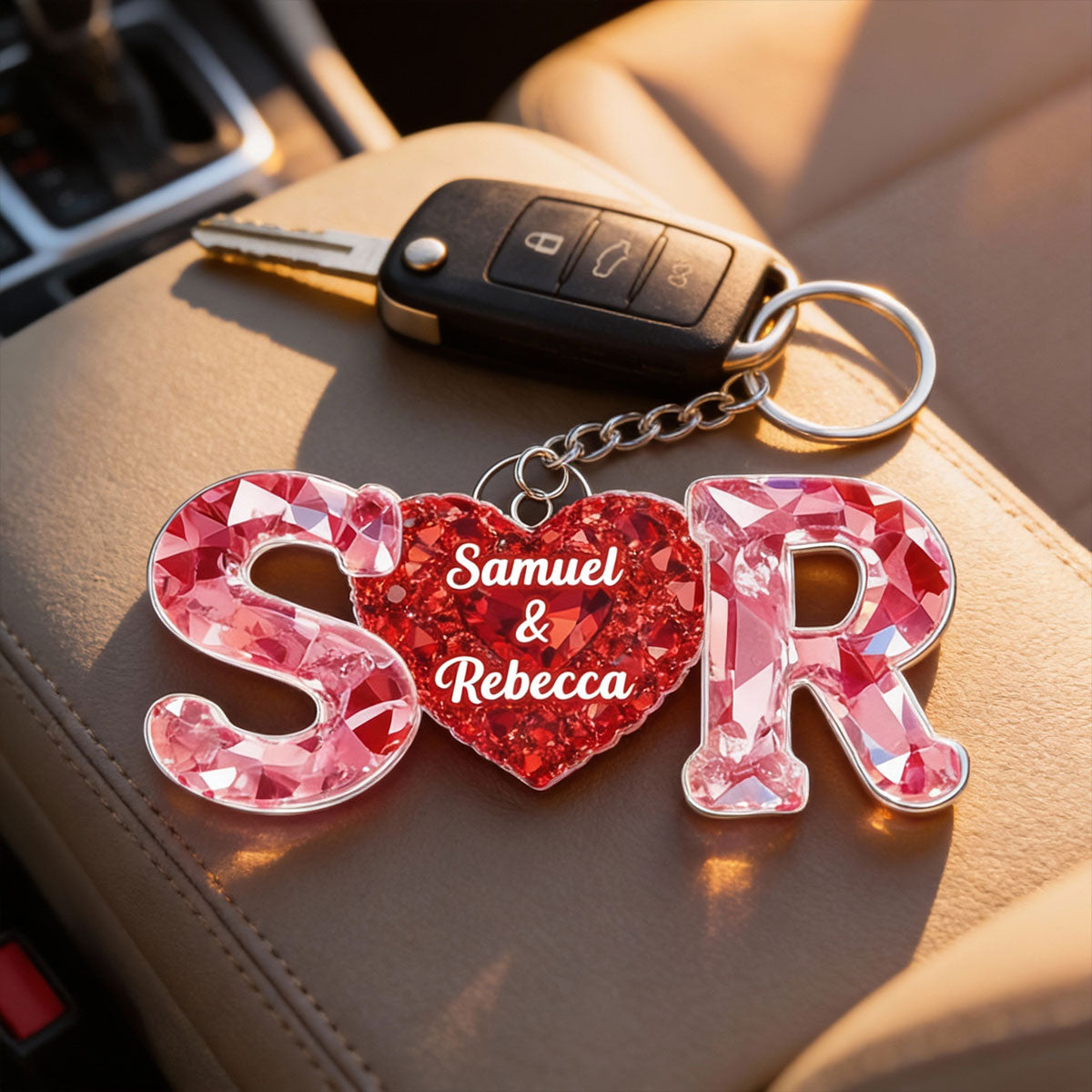Couple Love Initial - Personalized Acrylic Keychain - Sentimental Anniversary, Valentine's Day Gift for her, for him