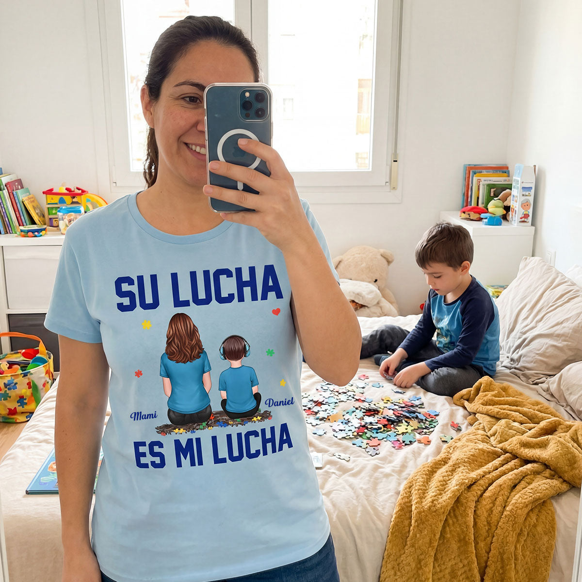 Su Lucha As Mi Lucha His Fight Is My Fight - Personalized Shirt - Spanish Version Autism Awareness Shirt