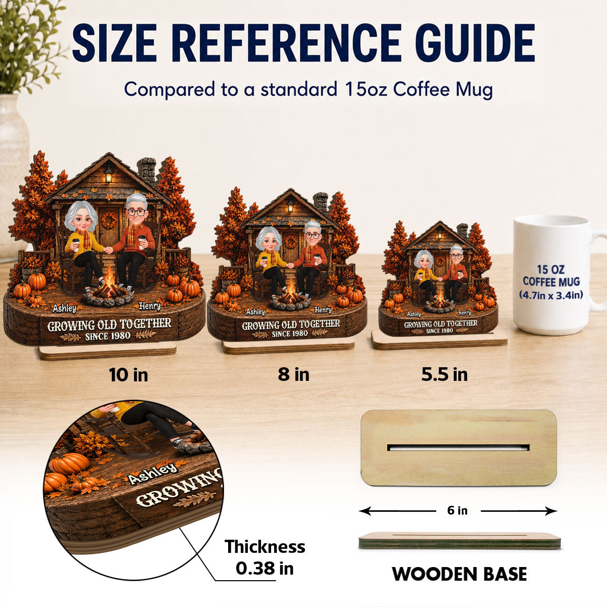 Holding Hands Couple Fall Season - Personalized 2-Layered Wooden Plaque - Gift For Couple, Him, Her