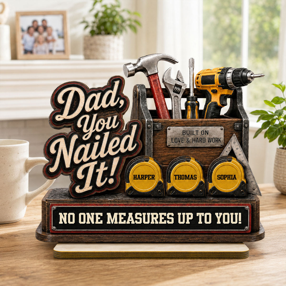 Dad You Nailed It Custom Name 2D Flat - Personalized 2-Layered Wooden Plaque -  Gift For Dad