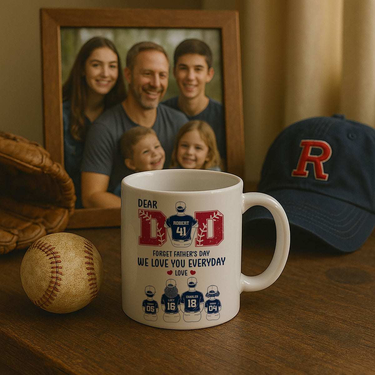 Dear Dad Forget Father's Day Personalized Mug, Gift for Baseball Dad