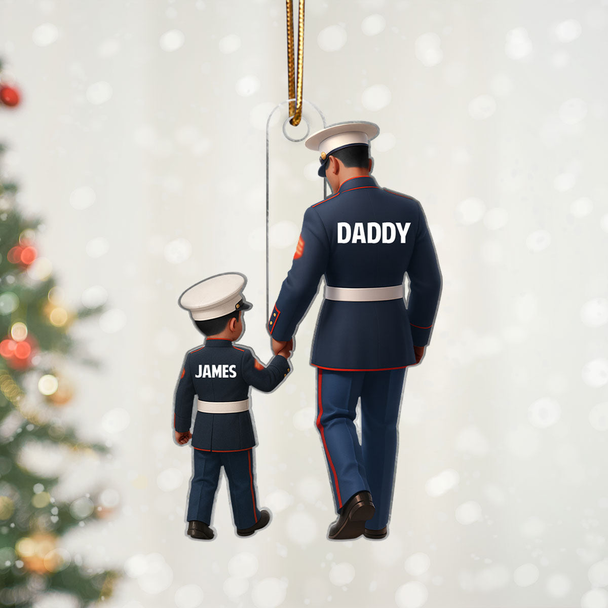 Marine Dad - Personalized Acrylic Orrnament - Perfect Christmas Gift for Marine Dad, for Husband