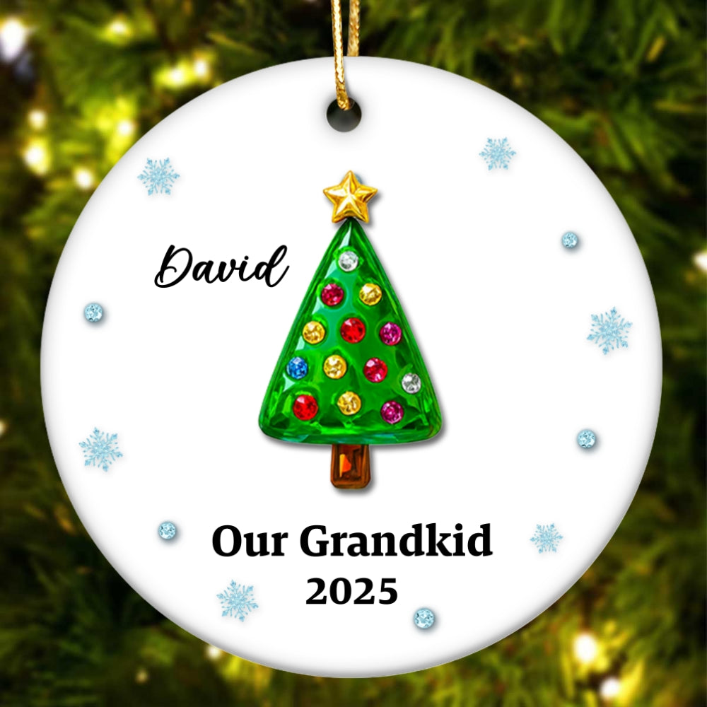 Our Grandkids 3D Crystal Effect Christmas Tree - Personalized Ceramic Ornament - Christmas Gift for Grandma, Grandpa