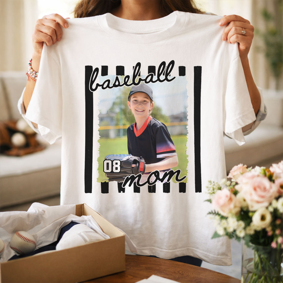 Baseball Mom Photo - Personalized Shirt - Mother's Day Gift for Mom, Wife