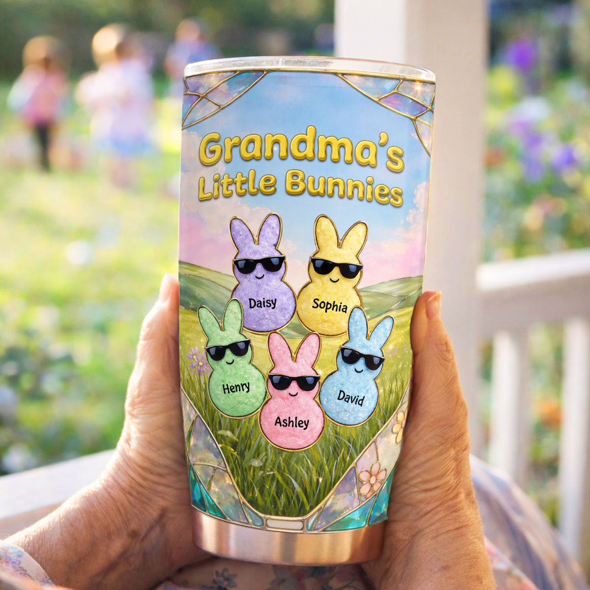 Grandma's Little Bunnies Cute Rabbits - Personalized Tumbler - Easter Decor Gift for Grandma, Mom