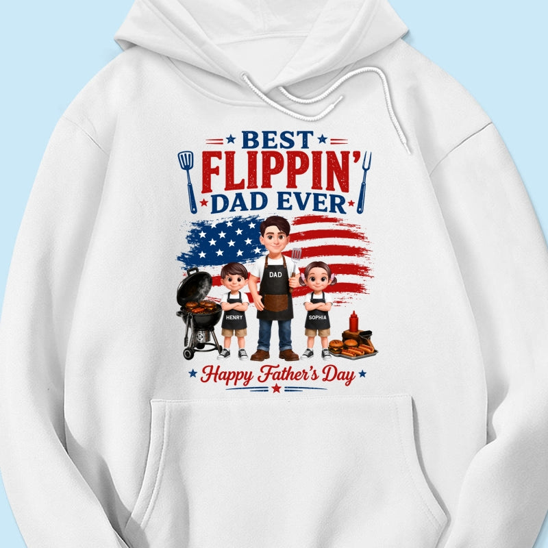 BBQ Best Flippin' Dad Ever Nation Flag - Personalized Shirt - Father's Day Gift For Dad, Husband
