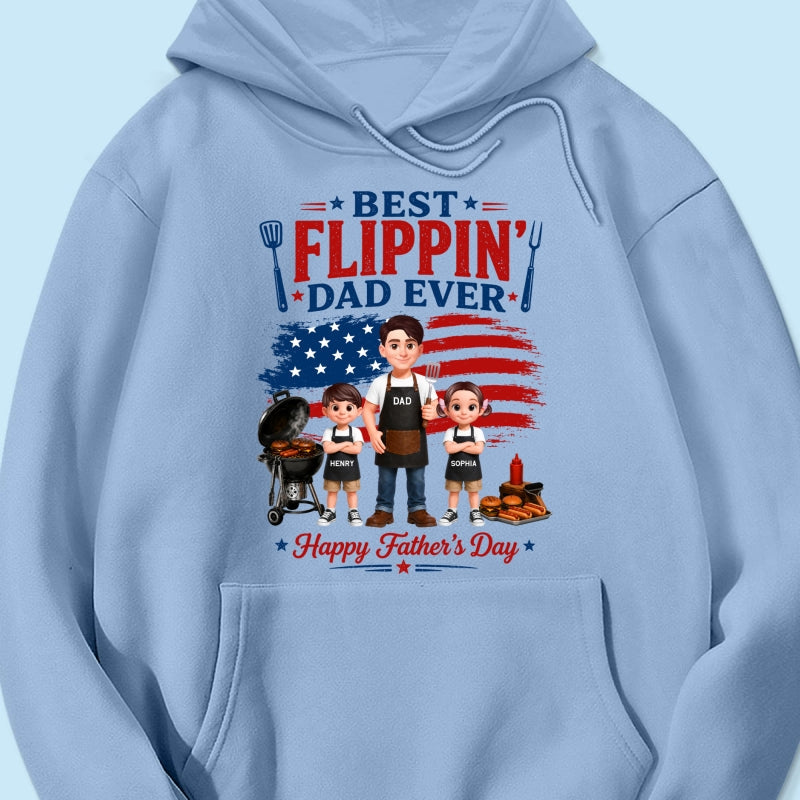 BBQ Best Flippin' Dad Ever Nation Flag - Personalized Shirt - Father's Day Gift For Dad, Husband