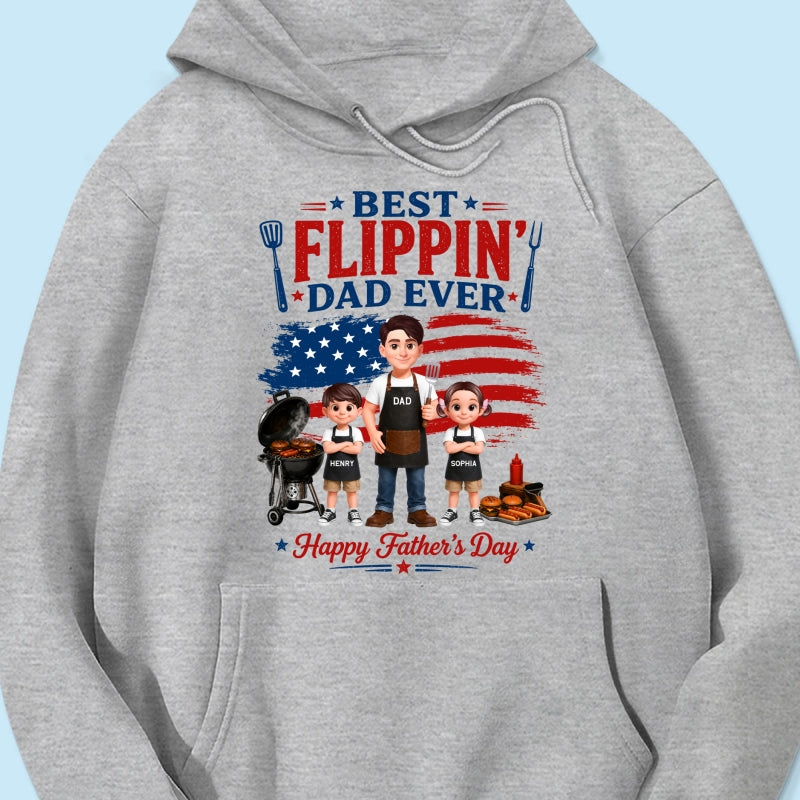 BBQ Best Flippin' Dad Ever Nation Flag - Personalized Shirt - Father's Day Gift For Dad, Husband