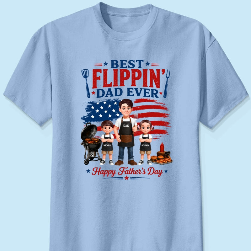 BBQ Best Flippin' Dad Ever Nation Flag - Personalized Shirt - Father's Day Gift For Dad, Husband