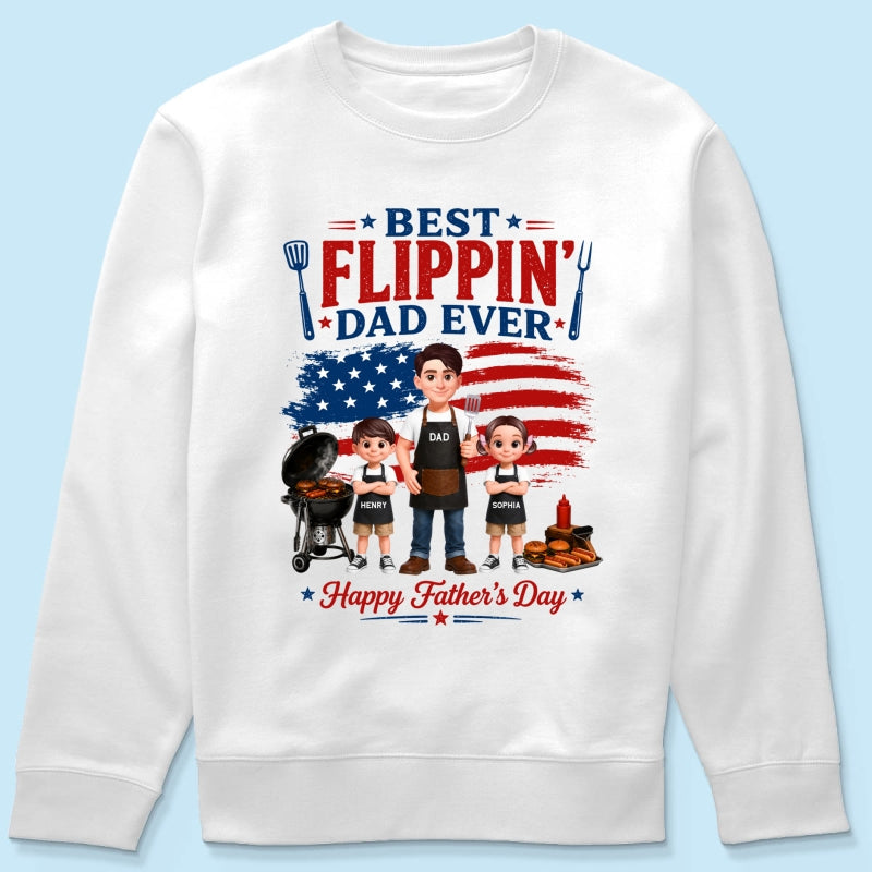 BBQ Best Flippin' Dad Ever Nation Flag - Personalized Shirt - Father's Day Gift For Dad, Husband