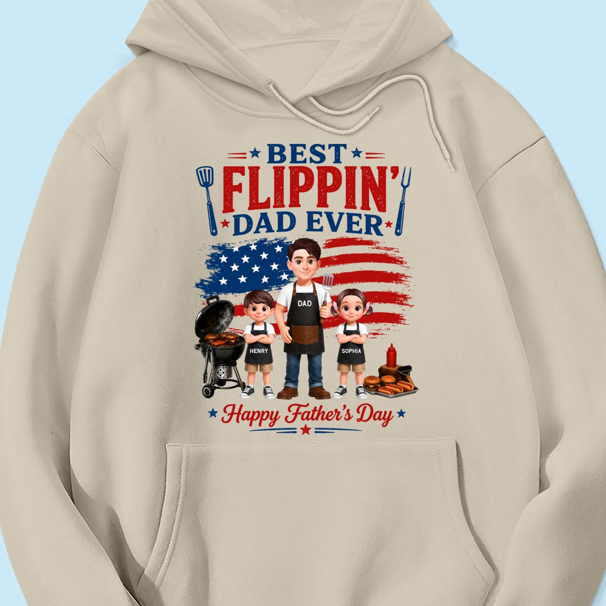 BBQ Best Flippin' Dad Ever Nation Flag - Personalized Shirt - Father's Day Gift For Dad, Husband