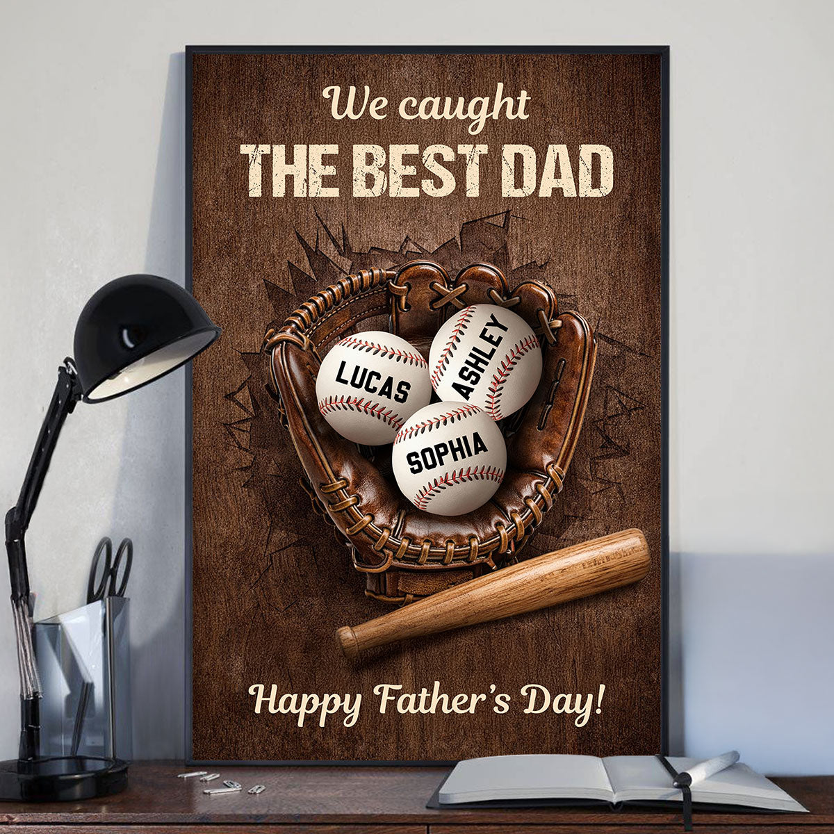 Happy Father's Day Baseball Dad - Personalized Poster - Heartfelt Father's Day Gift for Dad, Husband