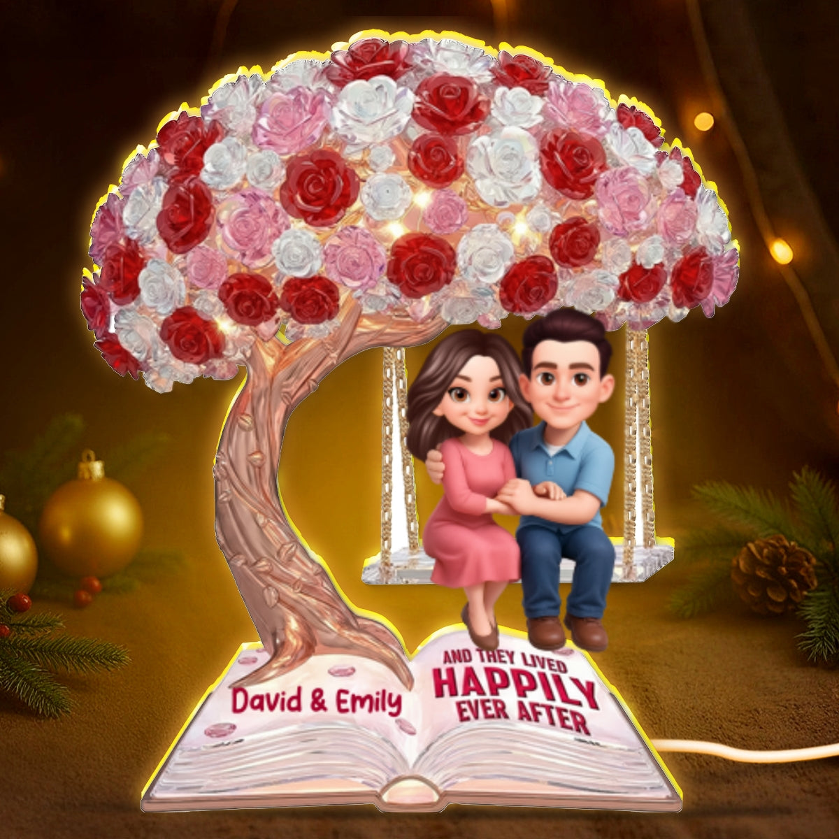 And They Lived Happily Ever After - Personalized Light Box - Valentine's Gift For Him, For Her