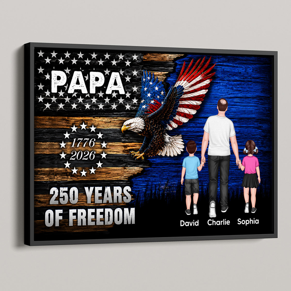 Grandpa Dad Nation Flag America 250th Anniversary - Personalized Poster - Father's Day