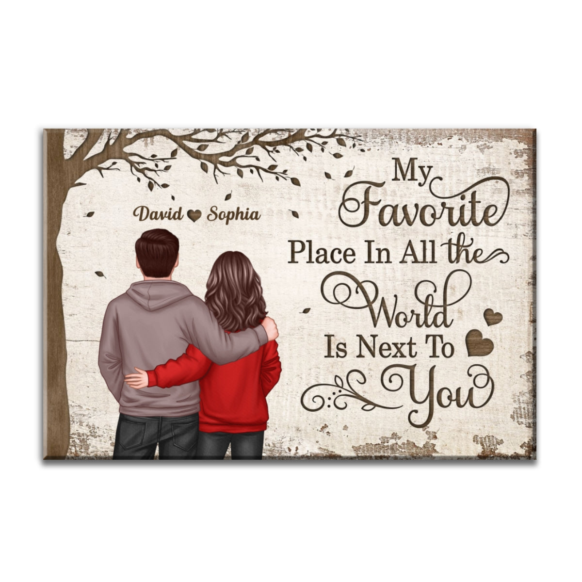 Favorite Place In The World Couple Back View - Personalized Canvas - Anniversary Gift For Him, Gift For Her