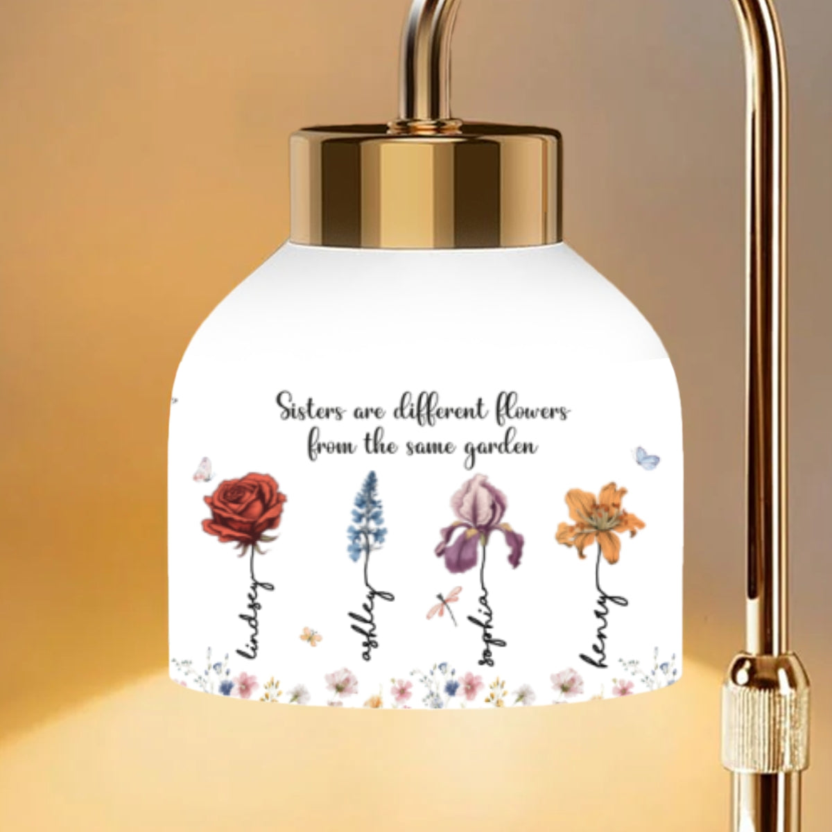 Sisters Are Flowers From Same Garden Custom Birth Month Flowers - Personalized Candler Warmer Lamp - Gift For Sisters, Besties