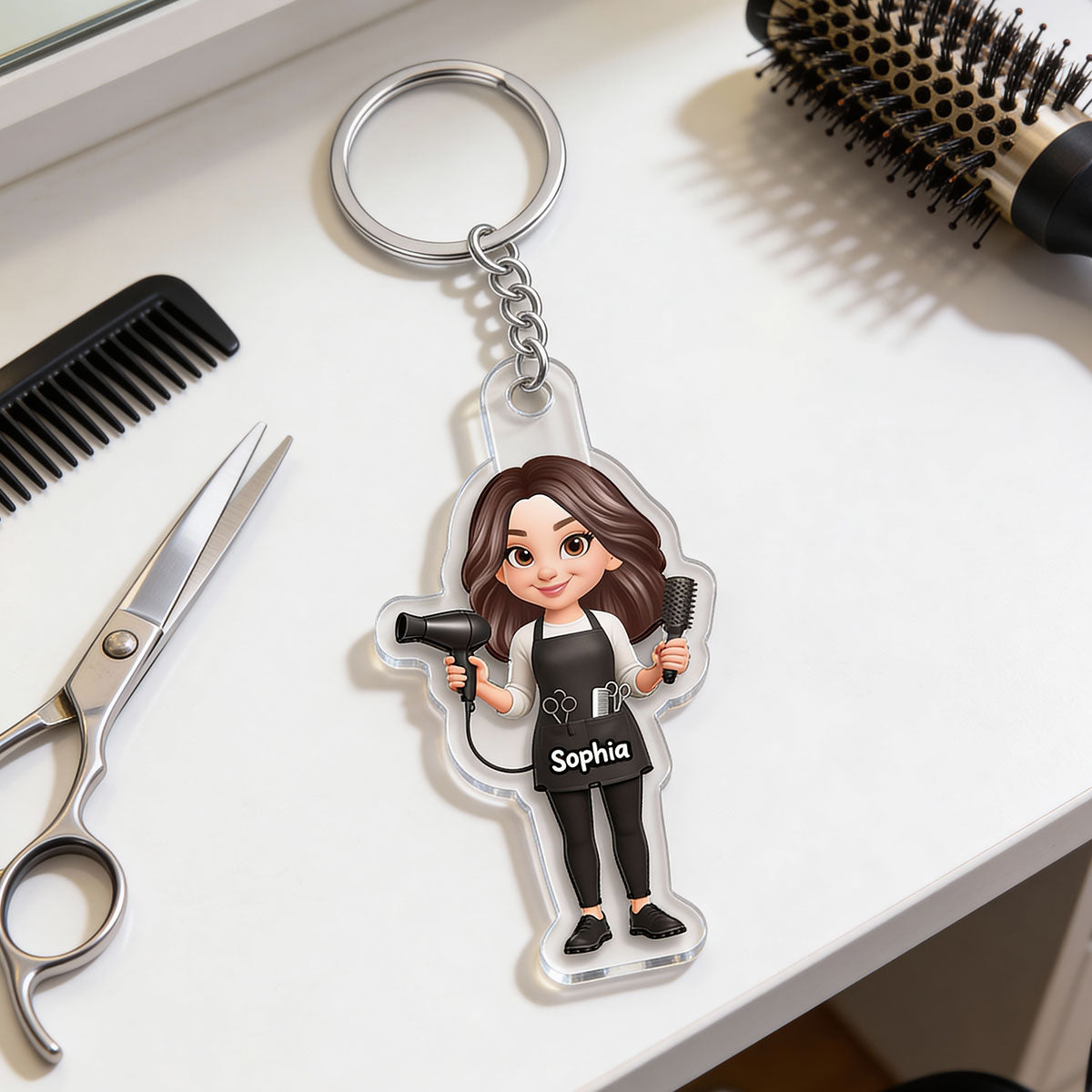 Hairdresser Man Woman - Personalized Acrylic Keychain - Gift For Hairdressers