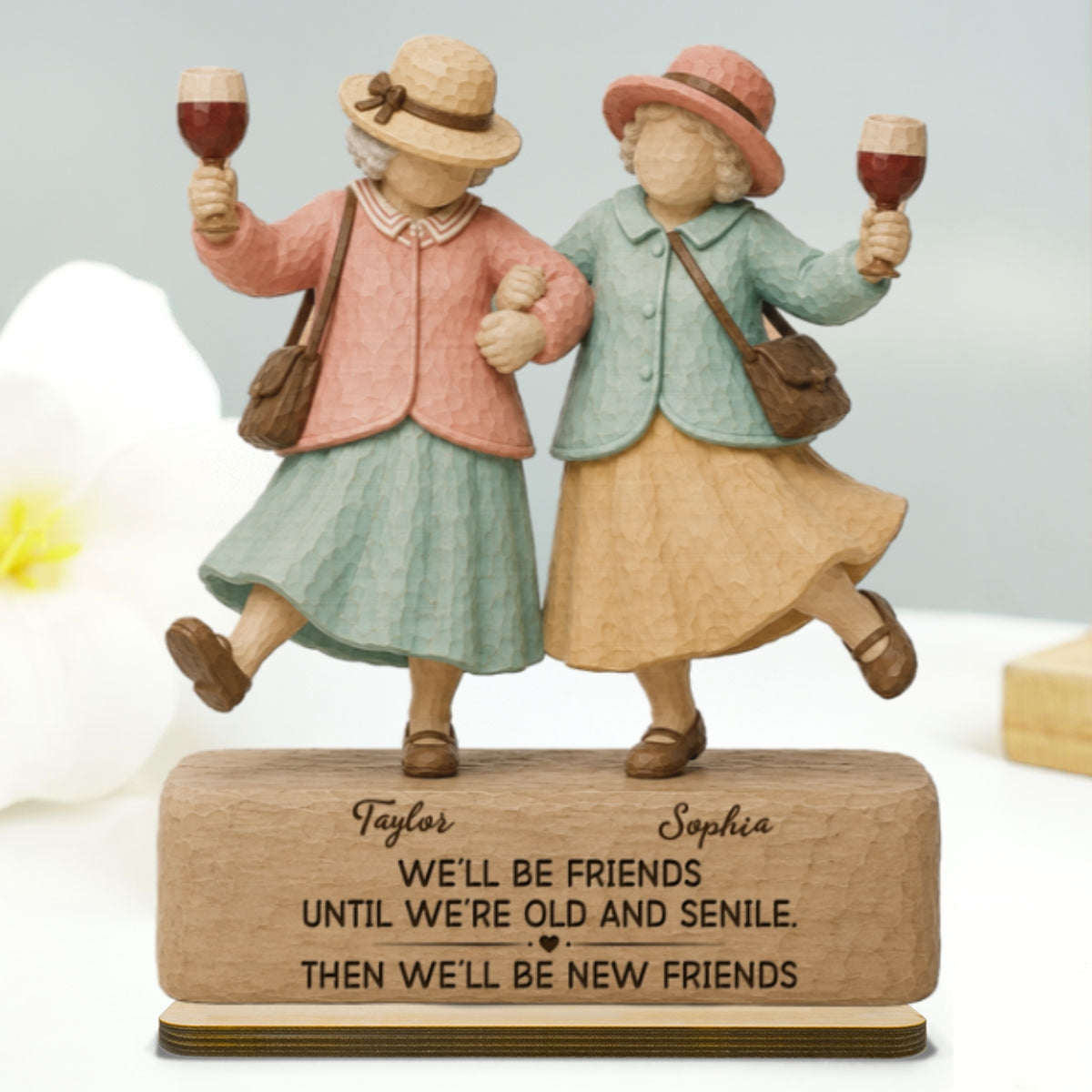 Funny We'll Be Friends - Personalized 2 Layered Wooden Plaque - Gift For Besties, Best Friends