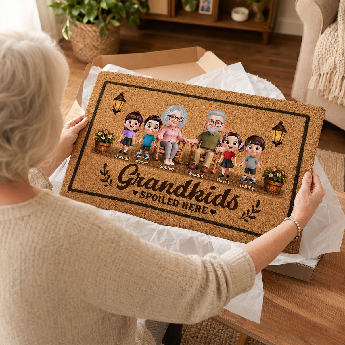 Grandkids Spoiled Here Grandparents & Grandkids - Personalized Doormat - Home Decor Gift For Grandparents