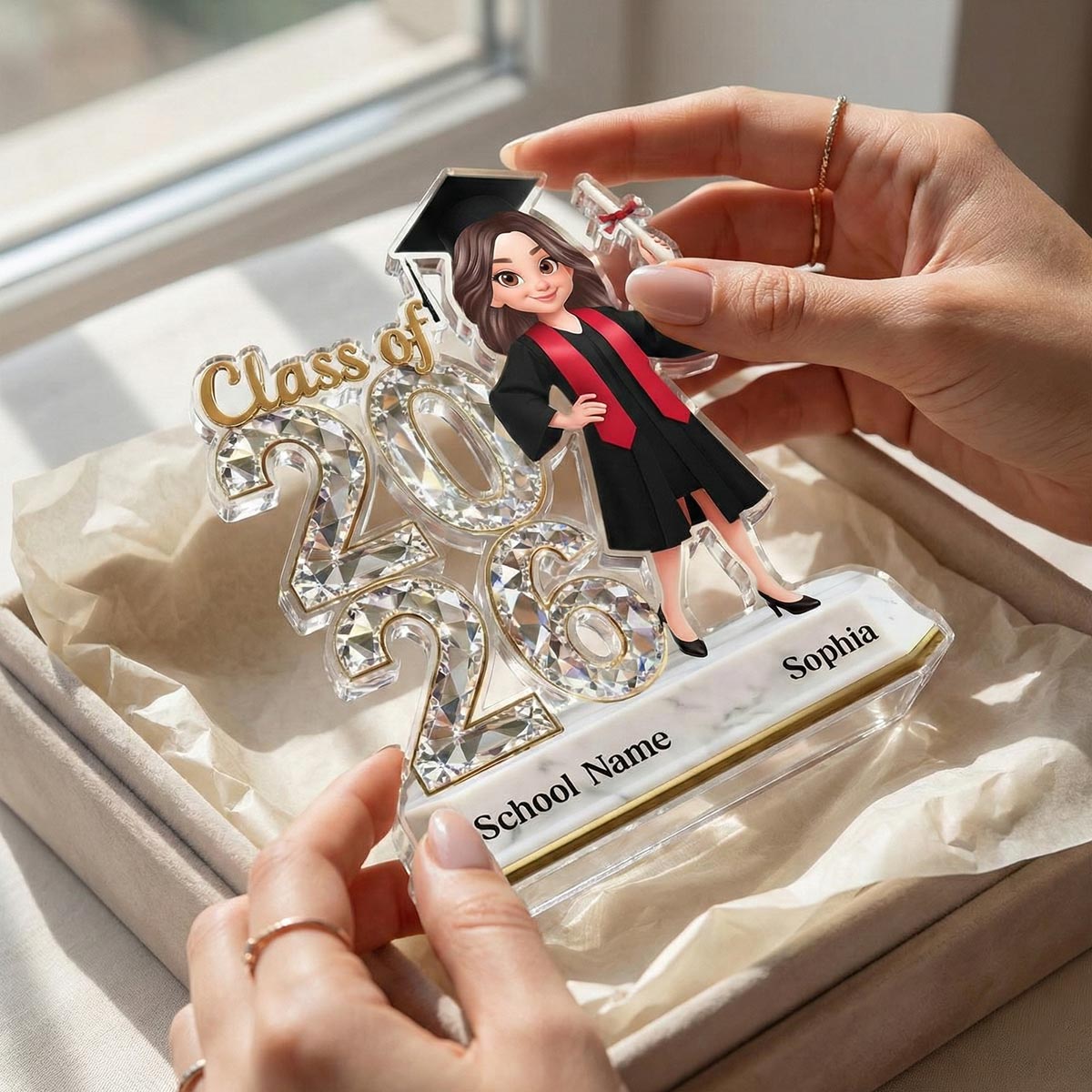 Senior Class Of 2026 2027 Keepsake 2D Flat - Personalized Acrylic Block Plaque - Graduation Gift For Graduates, Daughter, Son