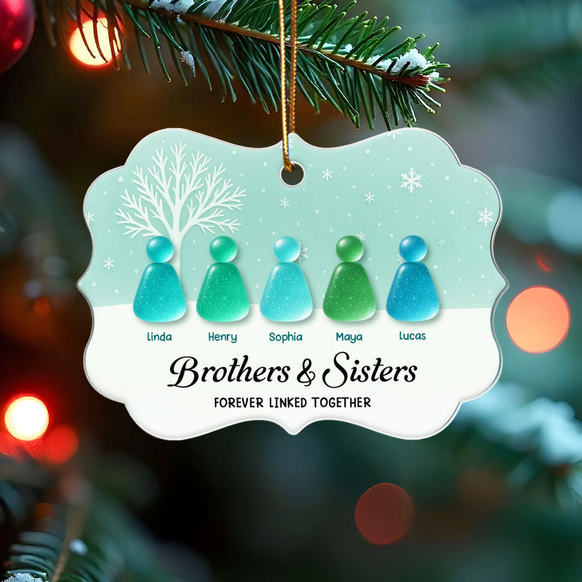 The Greatest Gift Was Brothers Sisters - Personalized Acrylic Ornament - Christmas Gift for Siblings