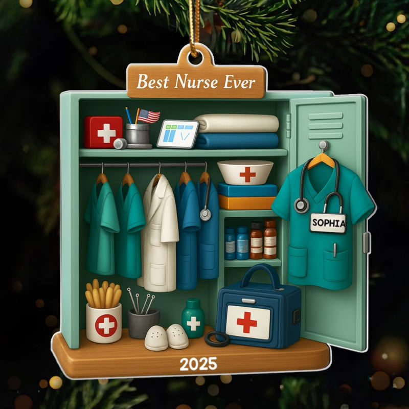 Best Nurse Ever - Personalized Acrylic Ornament - Christmas Gift for Nurse