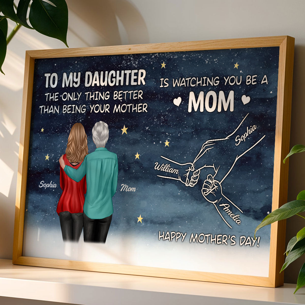 Starry Night From Mom To Daughter Watching You Be A Mom Hands Outline - Personalized Poster - Mother's Day Gift For Daughter