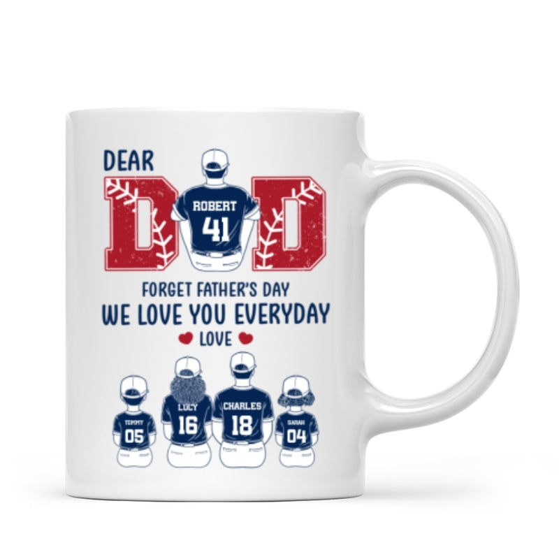 Dear Dad Forget Father's Day Personalized Mug, Gift for Baseball Dad