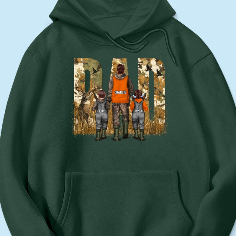 Hunting Dad & Children - Personalized Shirt - Outdoor Father's Day Gift for Dad, Husband