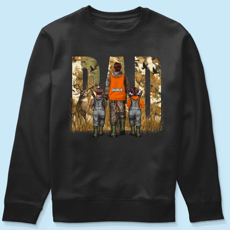 Hunting Dad & Children - Personalized Shirt - Outdoor Father's Day Gift for Dad, Husband