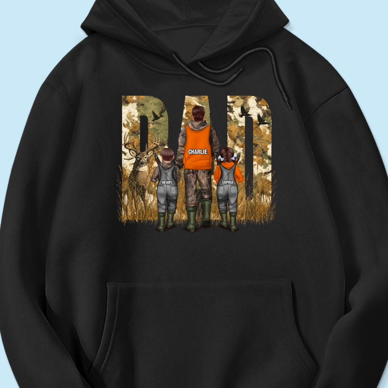 Hunting Dad & Children - Personalized Shirt - Outdoor Father's Day Gift for Dad, Husband