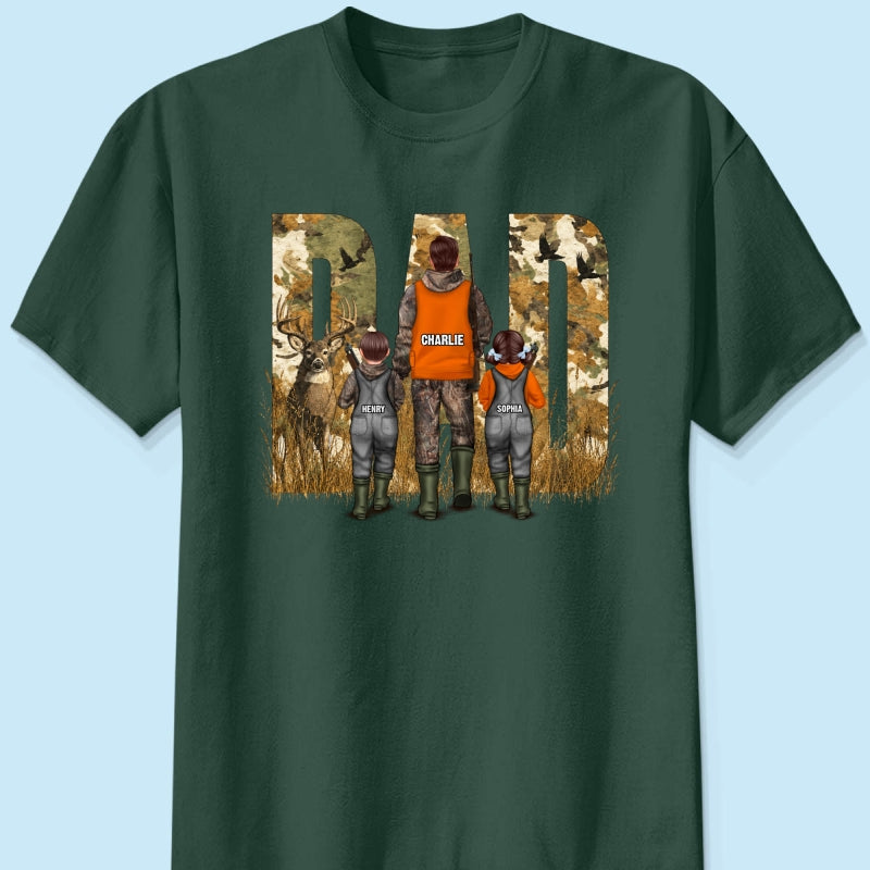 Hunting Dad & Children - Personalized Shirt - Outdoor Father's Day Gift for Dad, Husband