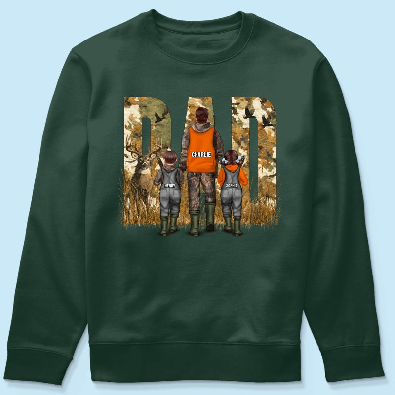 Hunting Dad & Children - Personalized Shirt - Outdoor Father's Day Gift for Dad, Husband