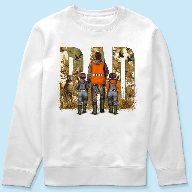 Hunting Dad & Children - Personalized Shirt - Outdoor Father's Day Gift for Dad, Husband
